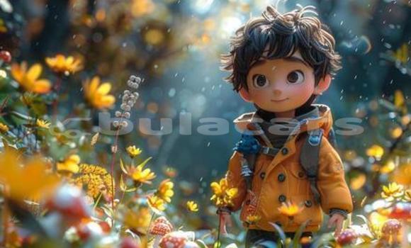 Medium with watermark a 3d cartoon character in a magical forest scene photo
